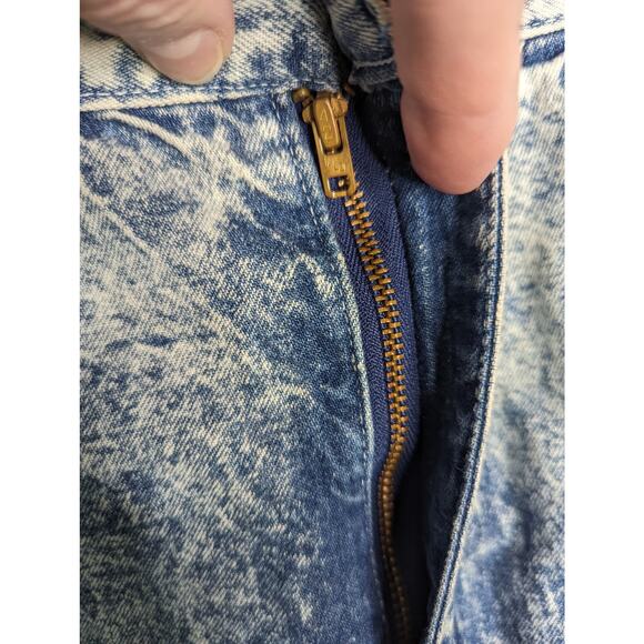 Vintage 80's Acid Wash Jean Midi Skirt American Legend Painter Style - Picture 9 of 11